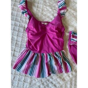 Matilda Jane pink swim suit set top bottom women’s M high rise
